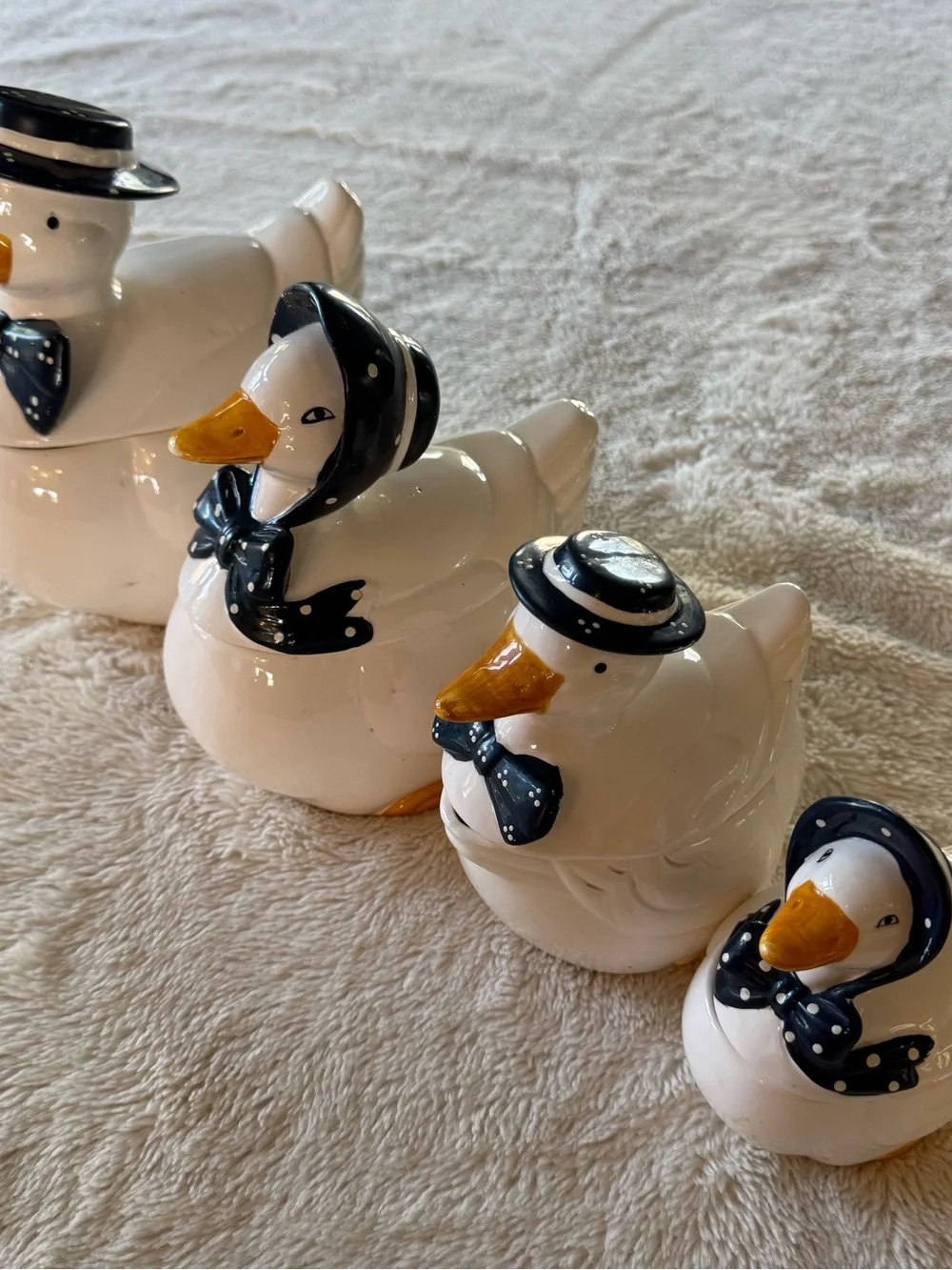 Vintage 80s Canister Set Of 4 Ducks Geese Cottagecore Grandmacore Ceramic